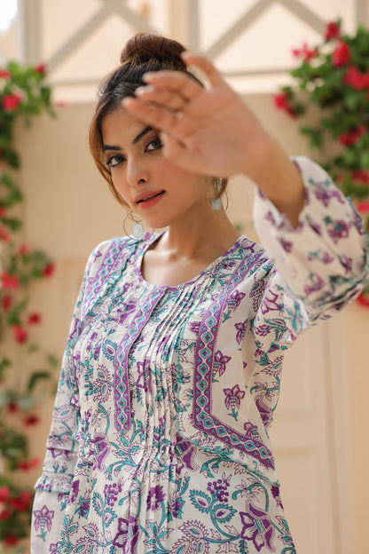 Purple Cotton Floral Summer Top
