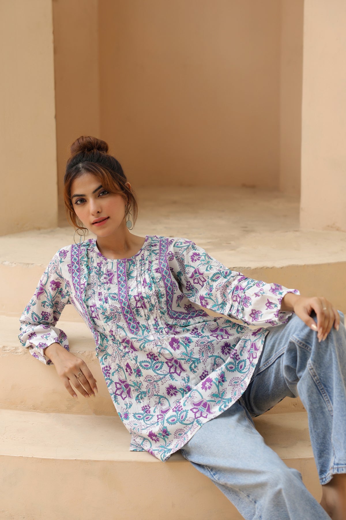 Purple Floral Cotton Top
