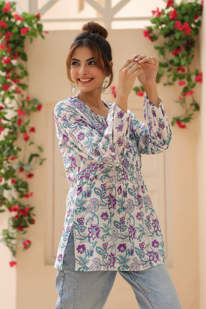 Purple Floral Everyday Cotton Top