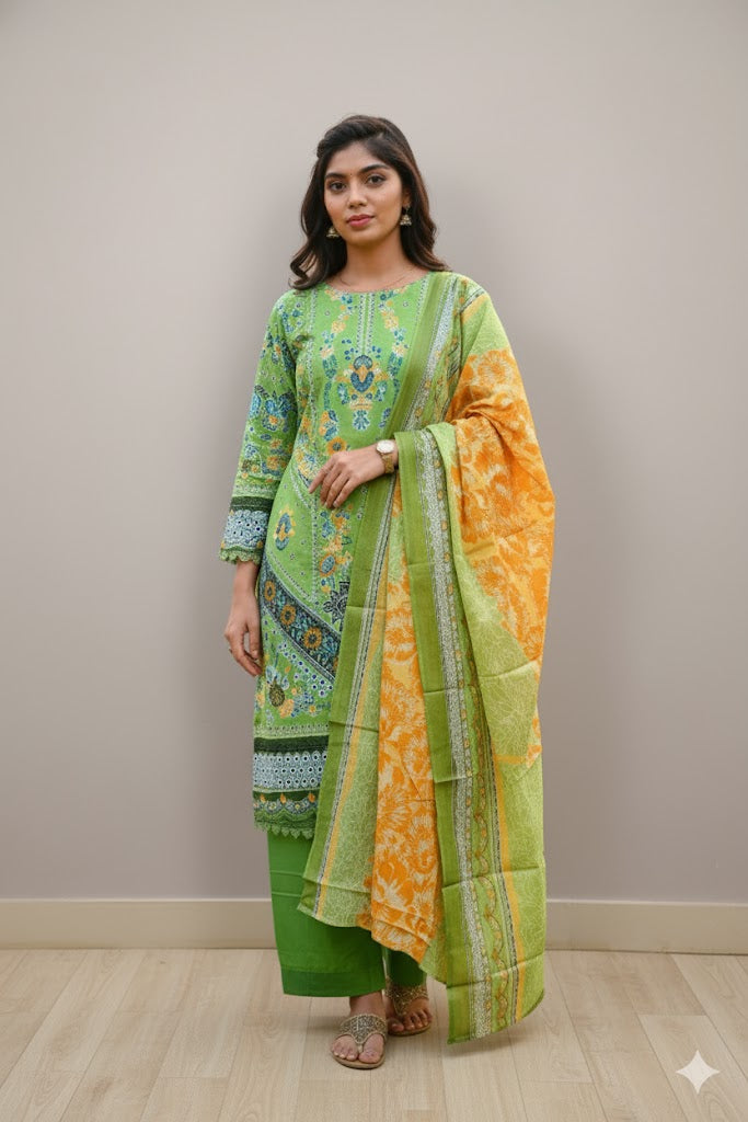 Green Kurti With Dupatta For Women & Girls