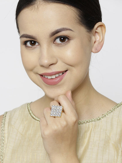 Geometric Shaped American Diamond Ring For Women And Girls
