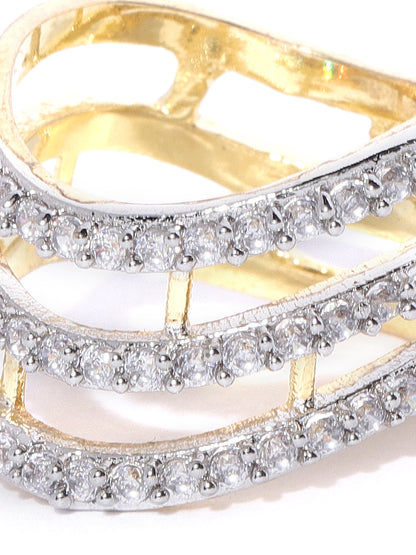 Gold-Plated American Diamond Studded Adjustable Ring
