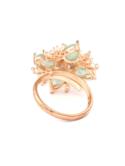 Contemporary Mint Green American Diamond Rose Gold Ring