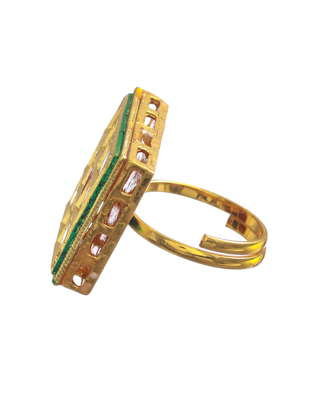 Priyaasi Multicolor Block Gold Plated Ring