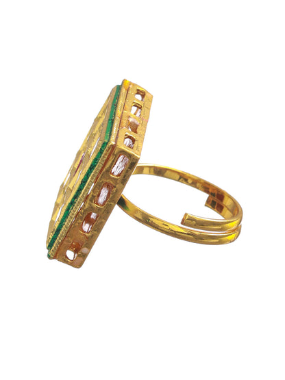 Priyaasi Multicolor Block Gold Plated Ring