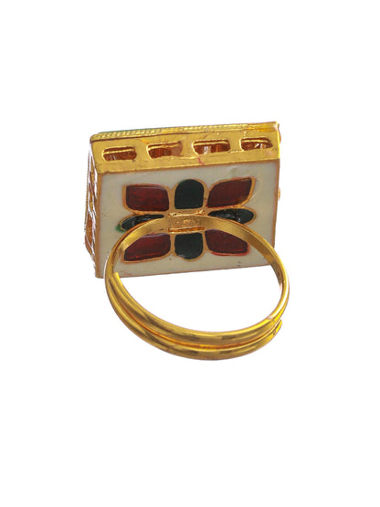 Priyaasi Multicolor Block Gold Plated Ring