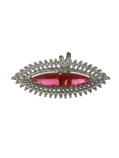 Pink American Diamond Silver-Plated Cocktail Ring