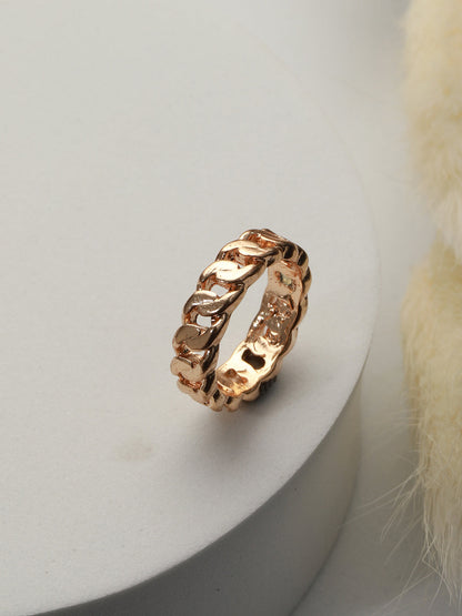 Stylish Link Design Rose Gold-Plated Ring