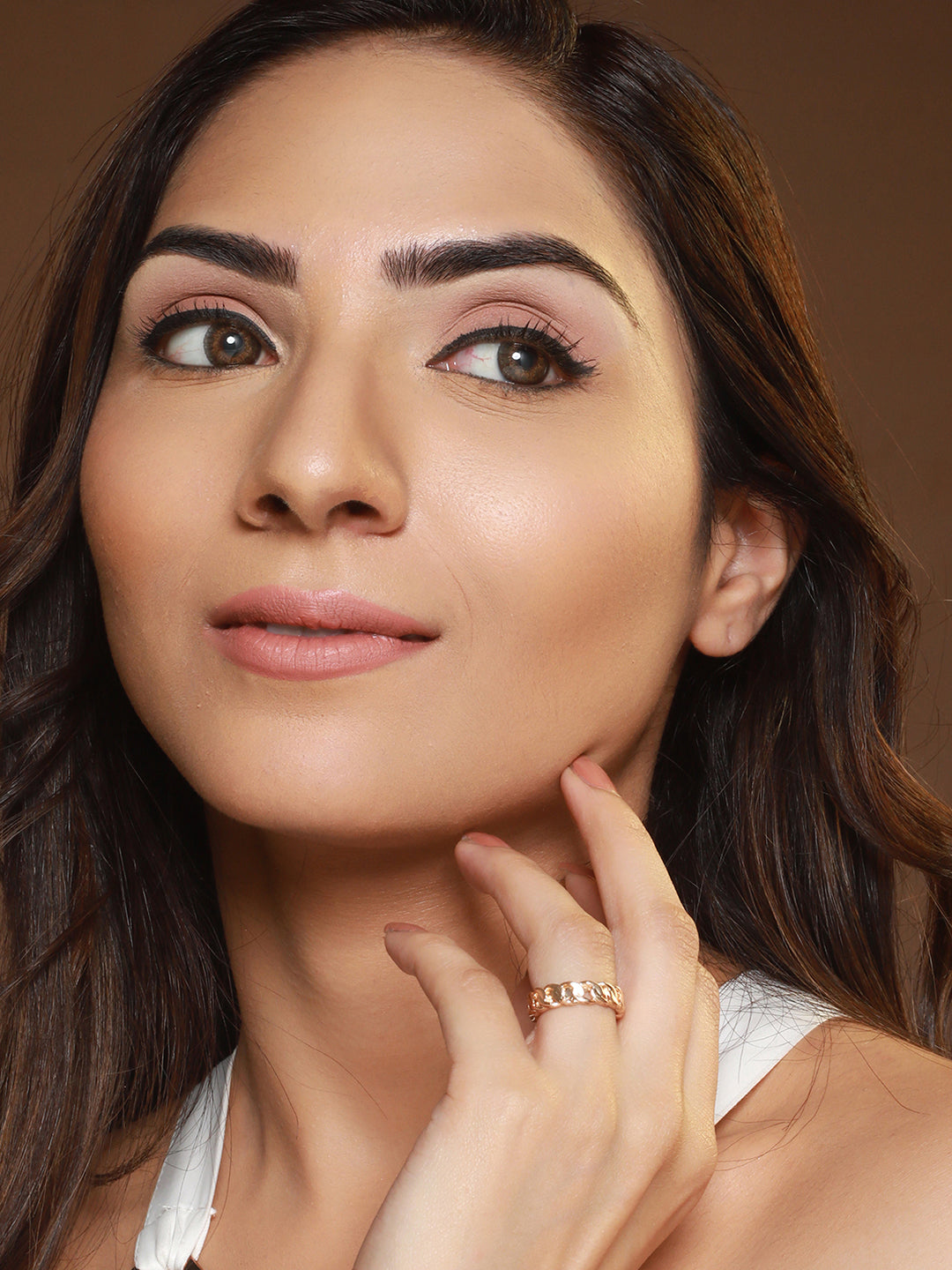 Stylish Link Design Rose Gold-Plated Ring