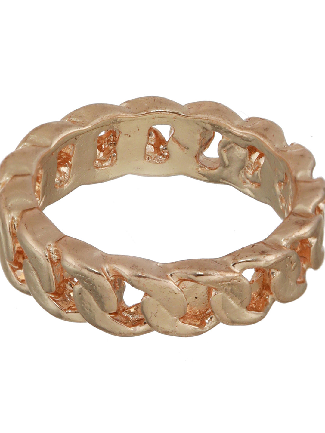 Stylish Link Design Rose Gold-Plated Ring
