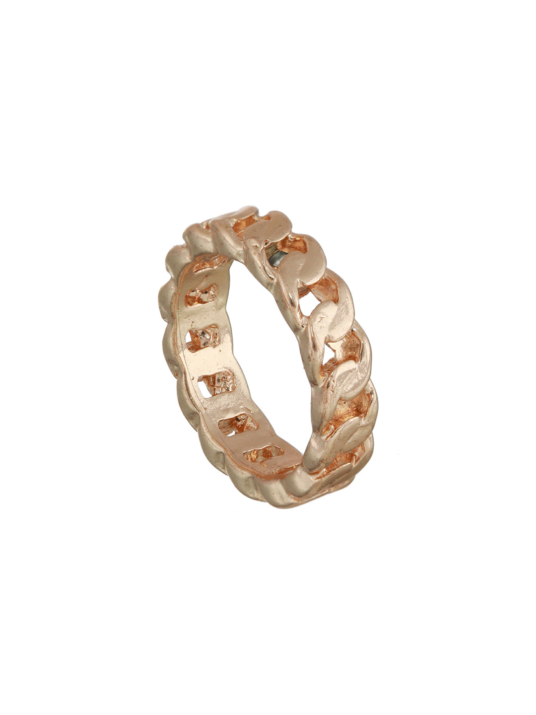 Stylish Link Design Rose Gold-Plated Ring