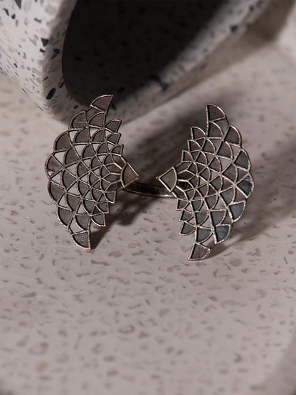 Priyaasi Oxidised Silver Plated Wings Ring