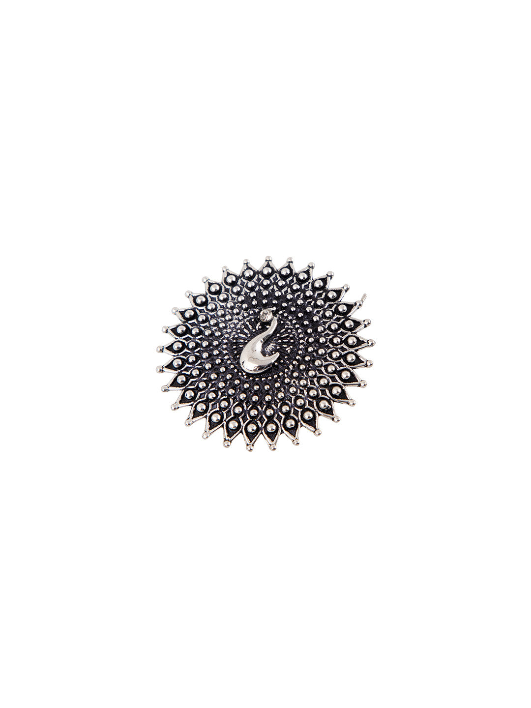 Priyaasi Oxidised Silver Plated Dancing Peacock Ring