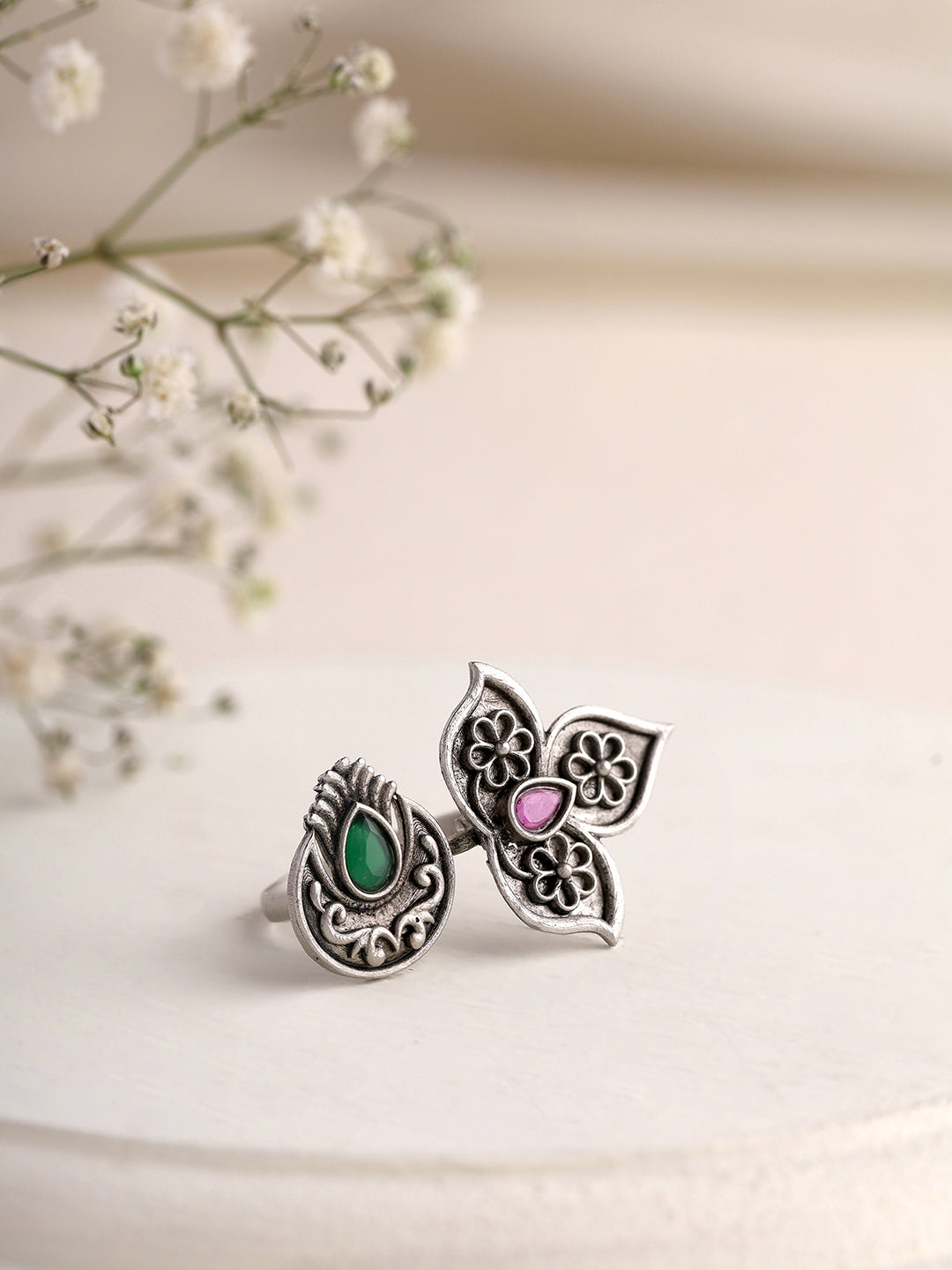 Priyaasi Exquisite Moon and Floral RIing