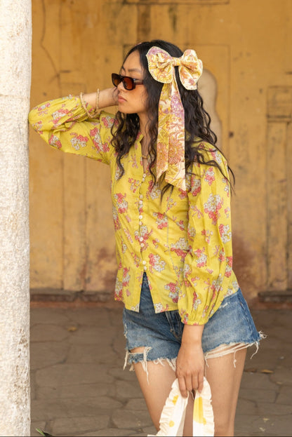 CRISP LIME FLORAL SHIRT