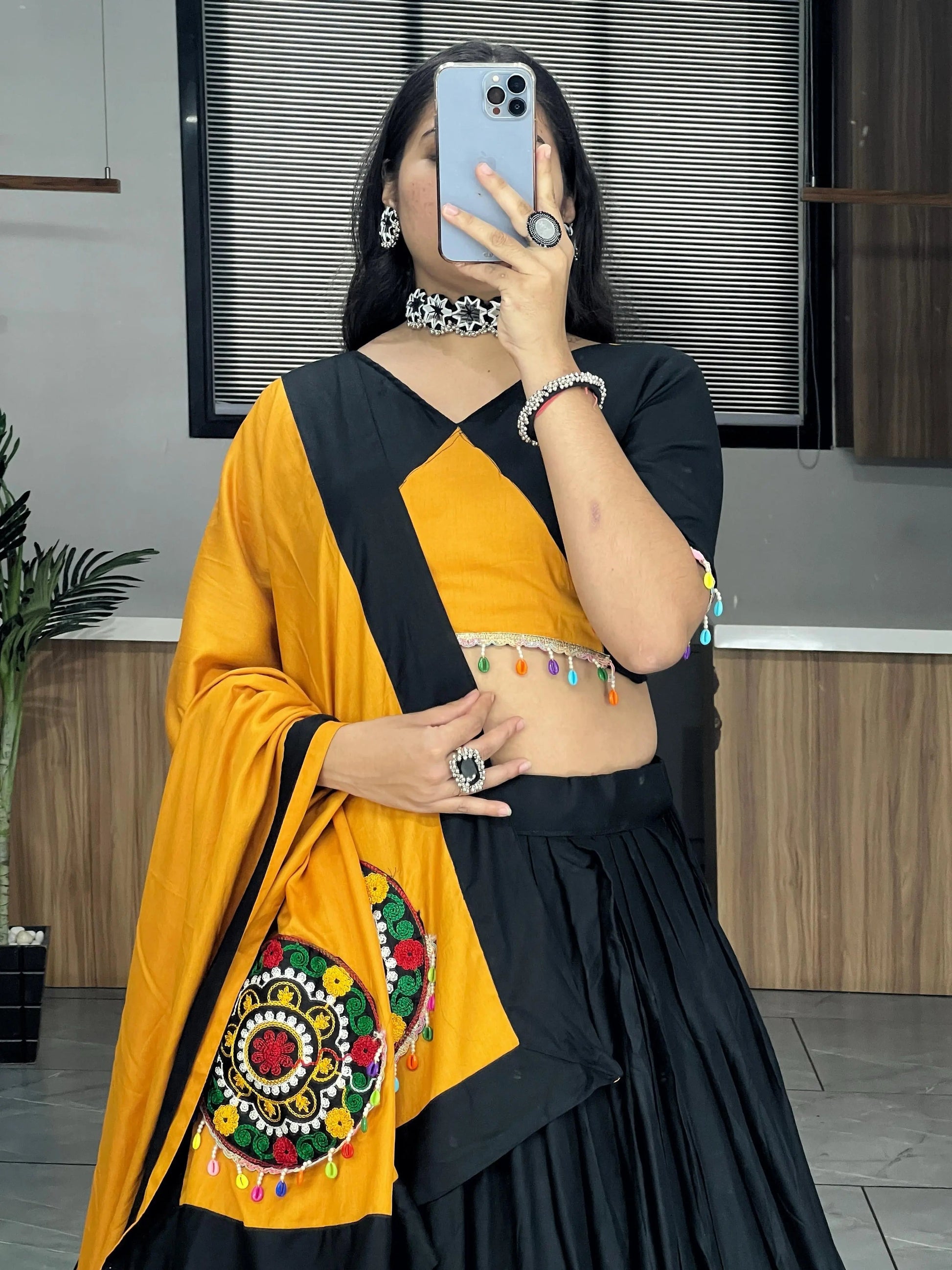 Rayon Cotton Kutchi Embroidery with Kodi Work Garba Special Designer Chaniya Choli (Ready to Wear) Ethenika.com