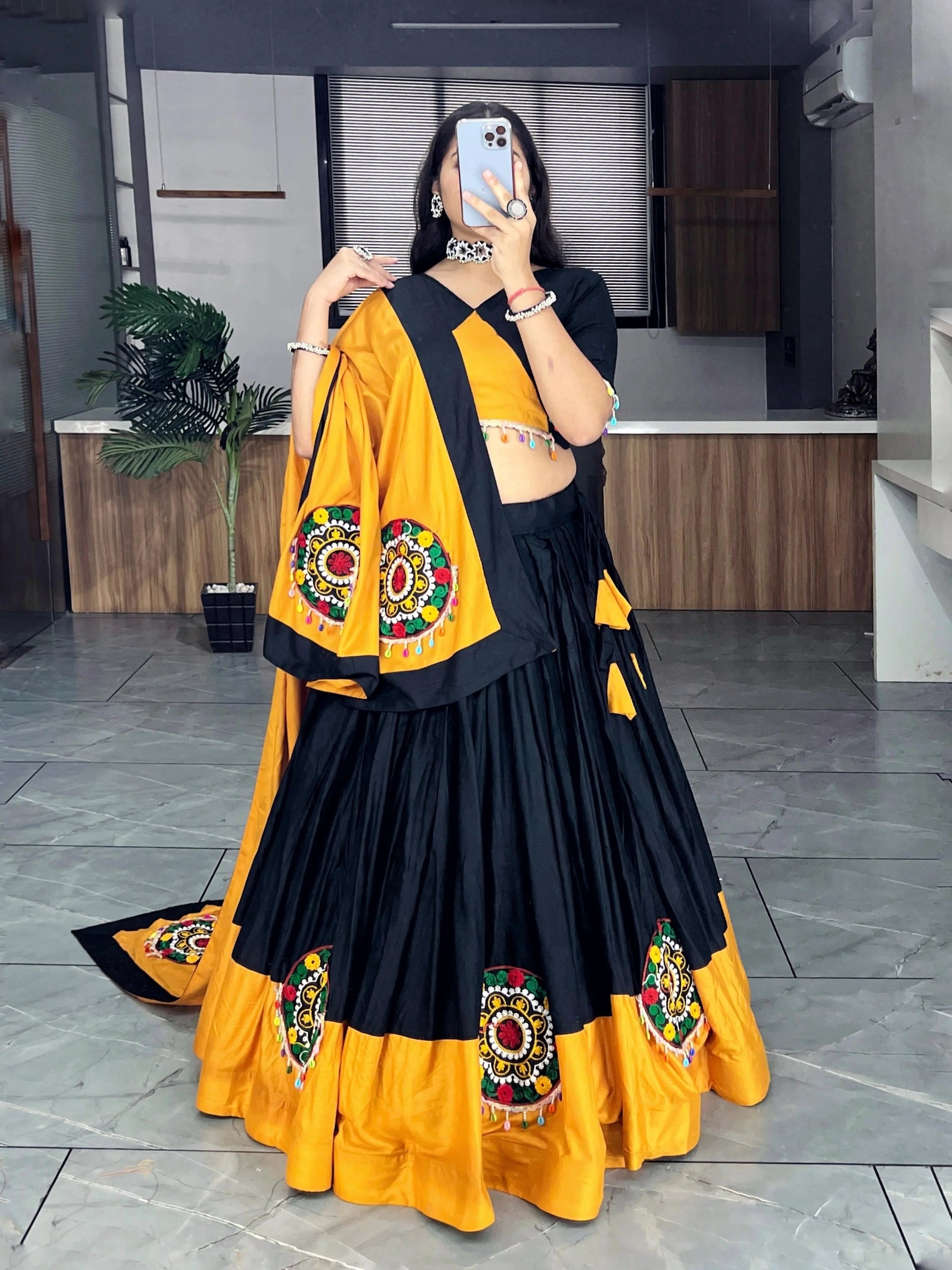 Rayon Cotton Kutchi Embroidery with Kodi Work Garba Special Designer Chaniya Choli (Ready to Wear) Ethenika.com