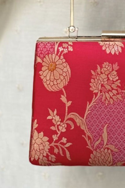 Simar Pure Katan Silk Clutch - Red