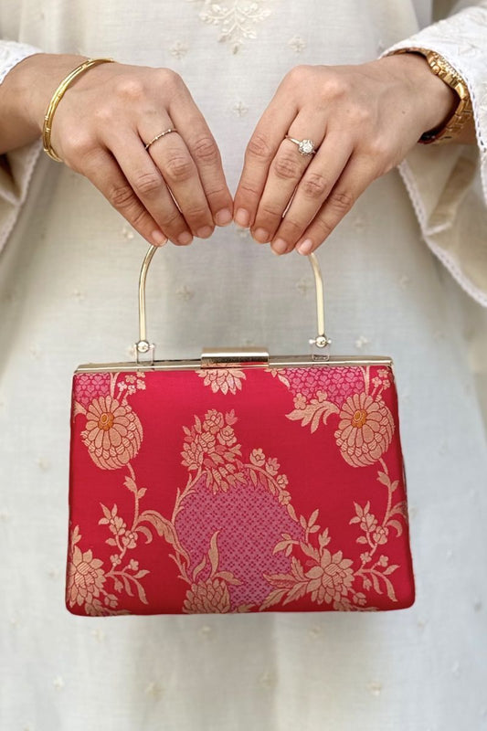 Simar Pure Katan Silk Clutch - Red