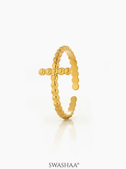 Rei Dotted Adjustable18K Gold Plated Ring