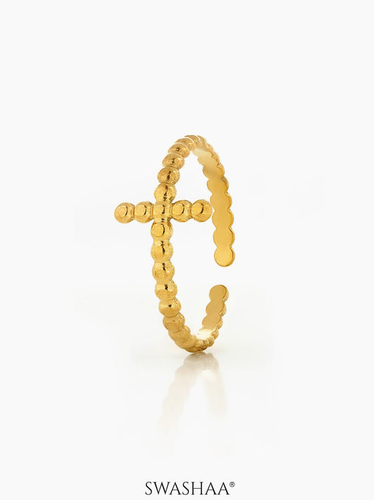 Rei Dotted Adjustable18K Gold Plated Ring