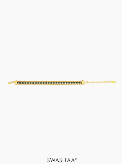Reya Green Diamond Charms Layered Rope 18K Gold Plated Loose Bracelet