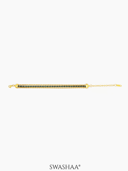 Reya Green Diamond Charms Layered Rope 18K Gold Plated Loose Bracelet