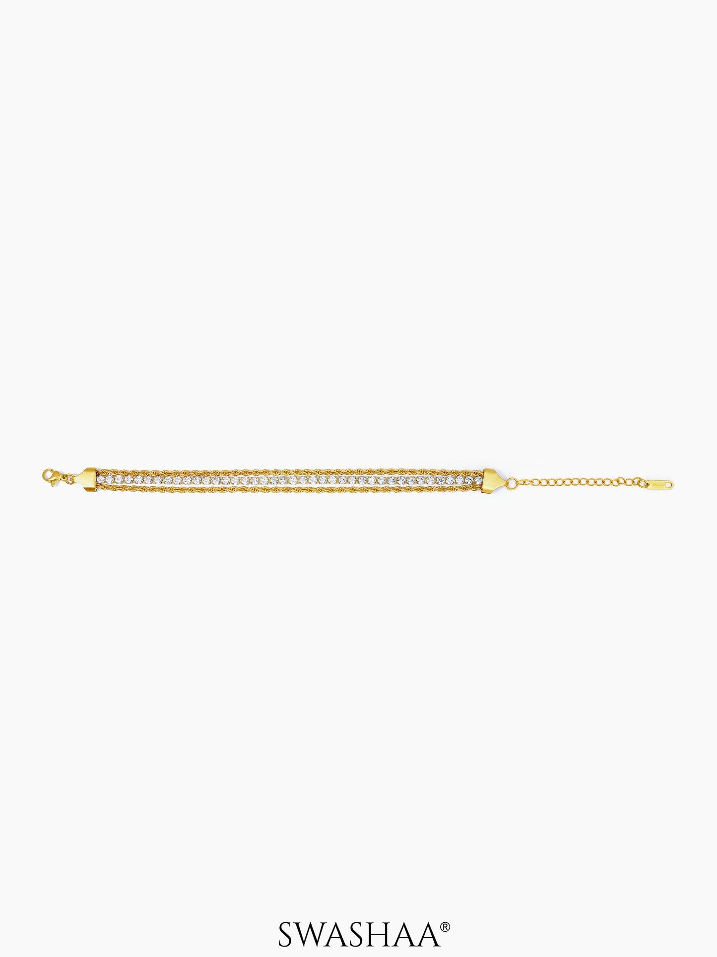 Reya White Diamond Charms Layered Rope 18K Gold Plated Loose Bracelet