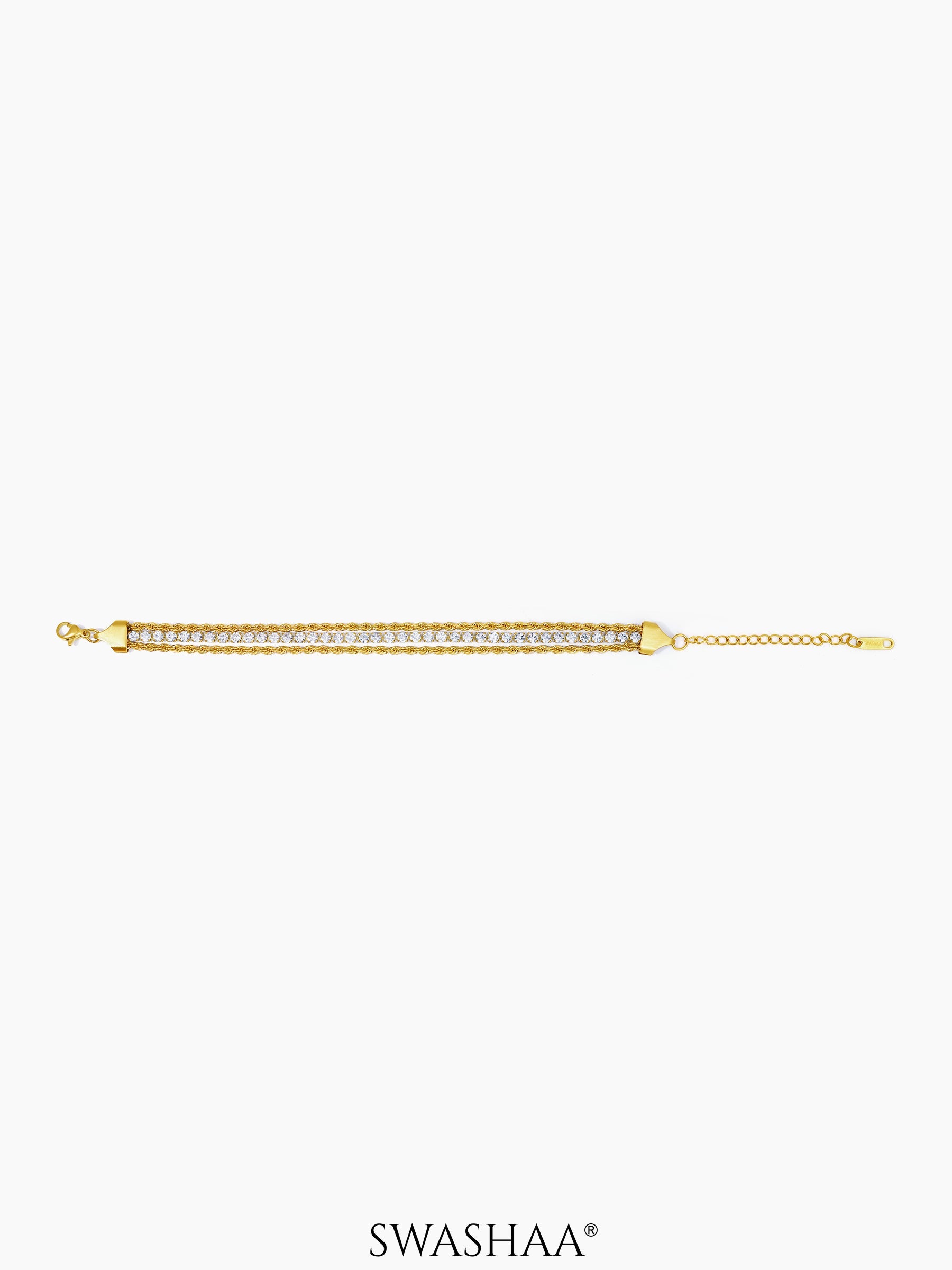 Reya White Diamond Charms Layered Rope 18K Gold Plated Loose Bracelet