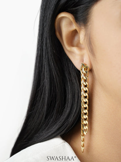 Rhea Double Strand 18K Gold Plated Chain Dangling Earrings