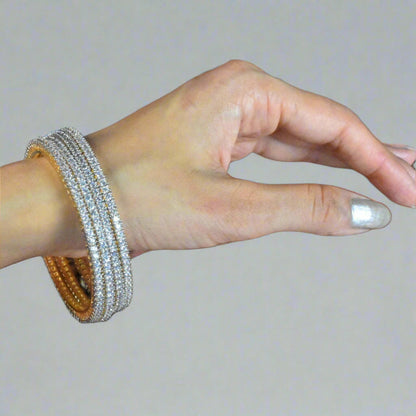 American Diamonds Studded Gold Plated Traditional Bangles By Asp Fashion Jewellery