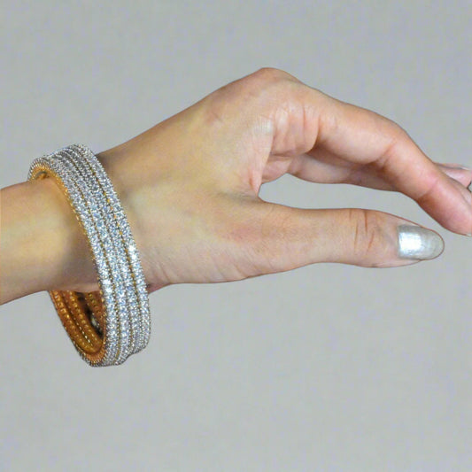 American Diamonds Studded Gold Plated Traditional Bangles By Asp Fashion Jewellery