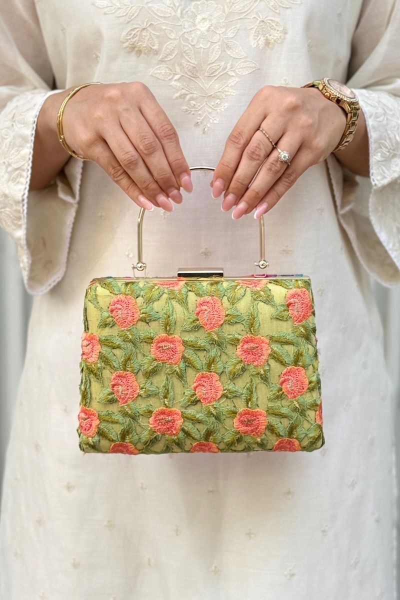 Ridvi Cutwork Clutch - Green
