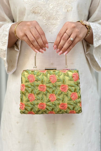 Ridvi Cutwork Clutch - Green