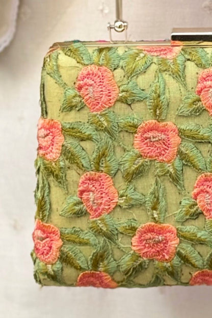 Ridvi Cutwork Clutch - Green