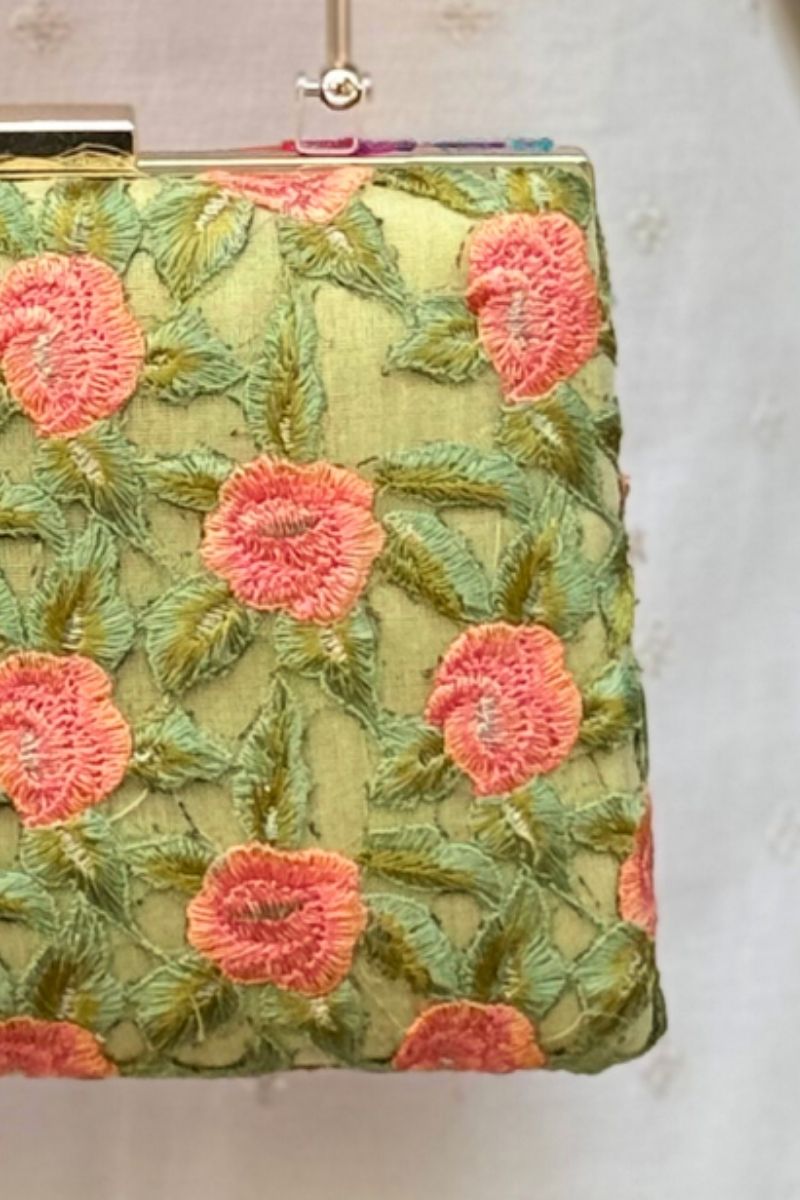 Ridvi Cutwork Clutch - Green