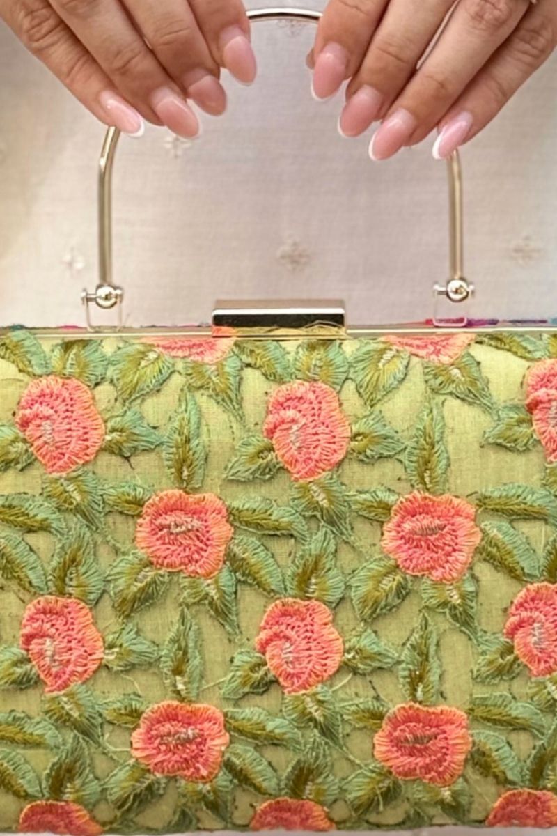 Ridvi Cutwork Clutch - Green