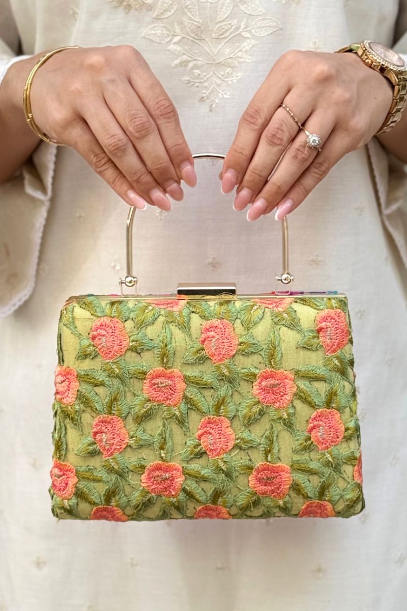 Ridvi Cutwork Clutch - Green