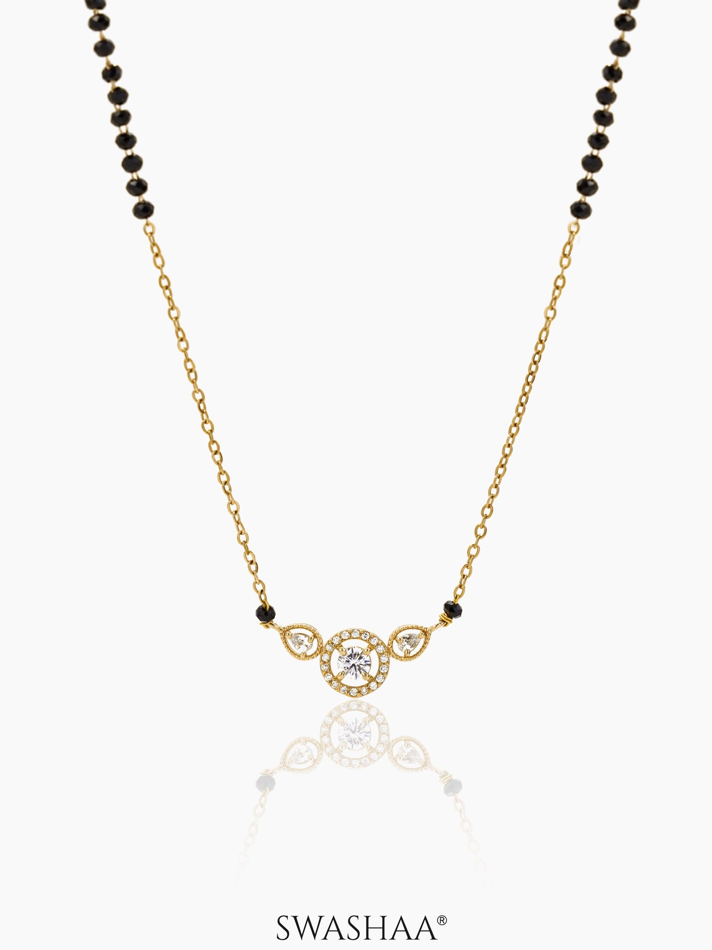 Rivya Teardrop Shaped CZ Diamond 18K Gold Plated Mangalsutra