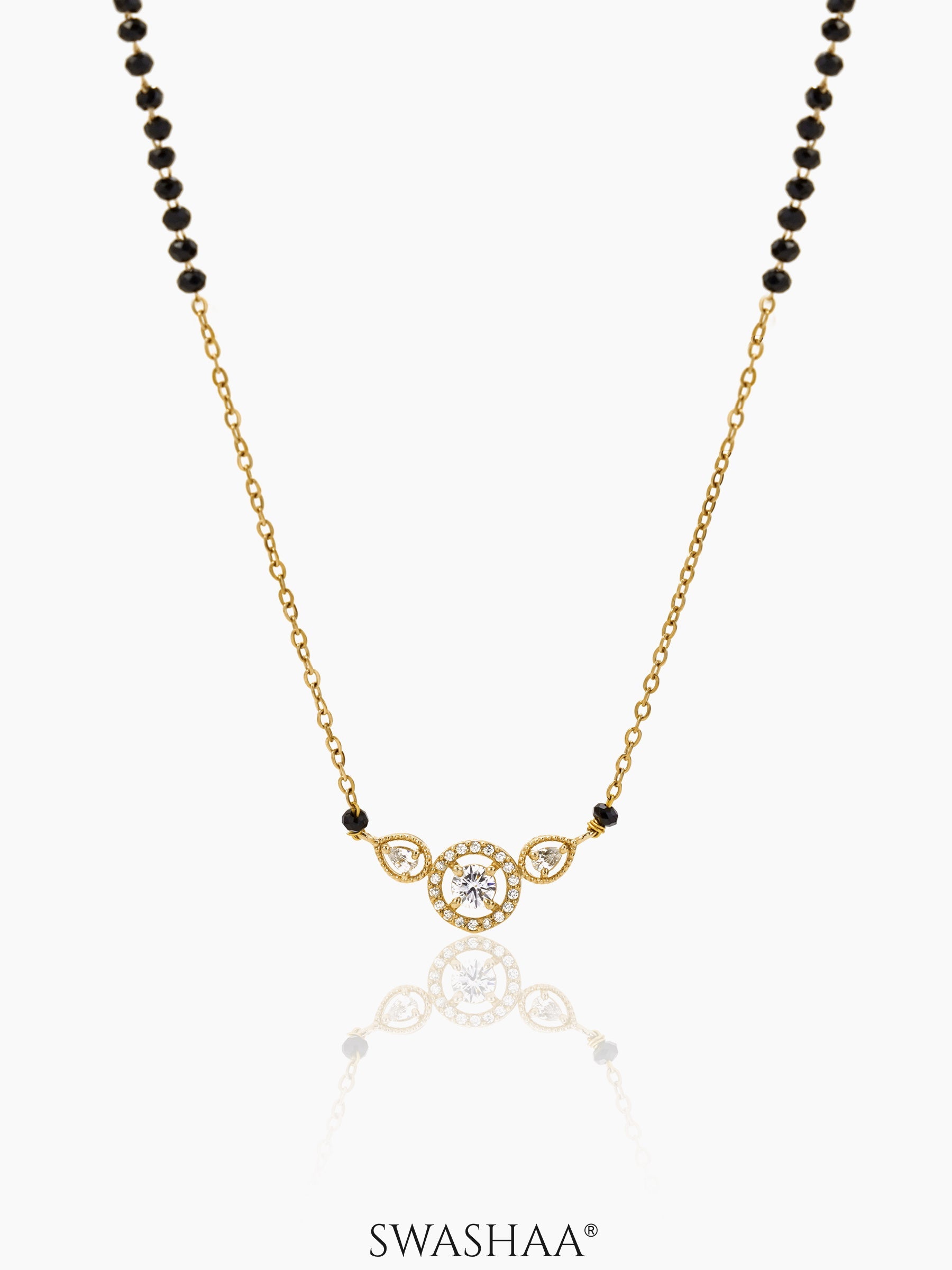 Rivya Teardrop Shaped CZ Diamond 18K Gold Plated Mangalsutra