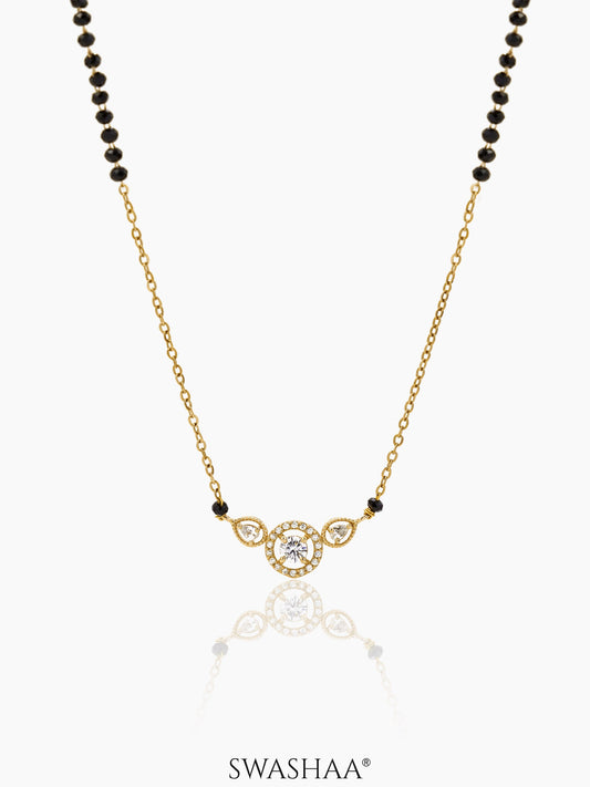 Rivya Teardrop Shaped CZ Diamond 18K Gold Plated Mangalsutra