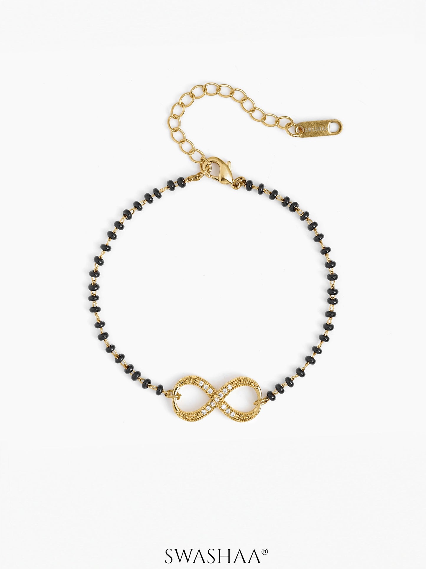 Riyana Infinity Charm 18K Gold Plated Mangalsutra Bracelet