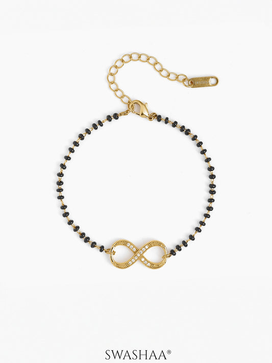 Riyana Infinity Charm 18K Gold Plated Mangalsutra Bracelet