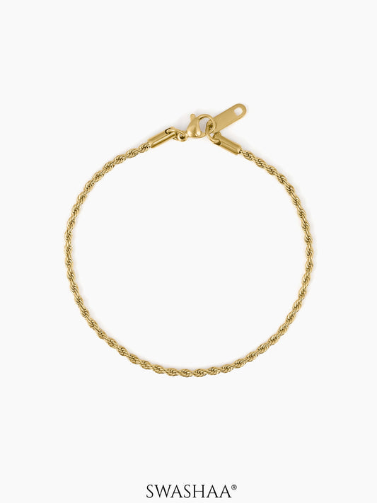 Rope Twisted Links 18K Gold Plated Loose Chain Bracelet