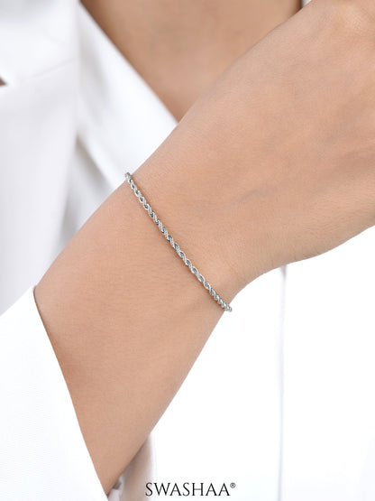 Rope Twisted Links Silver Loose Chain Bracelet