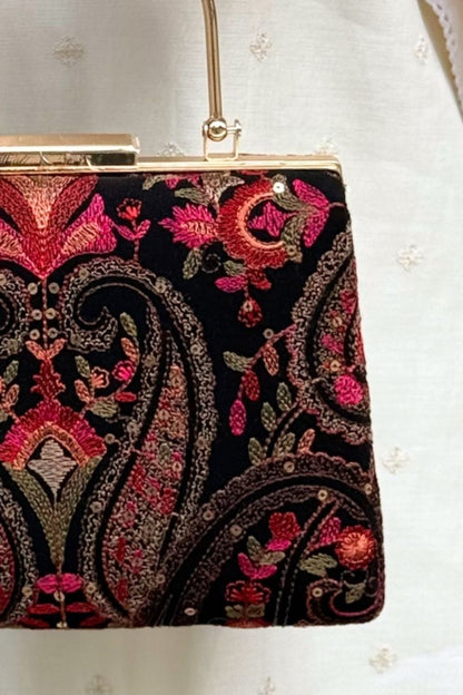 Rumi Embroidered Clutch - Black