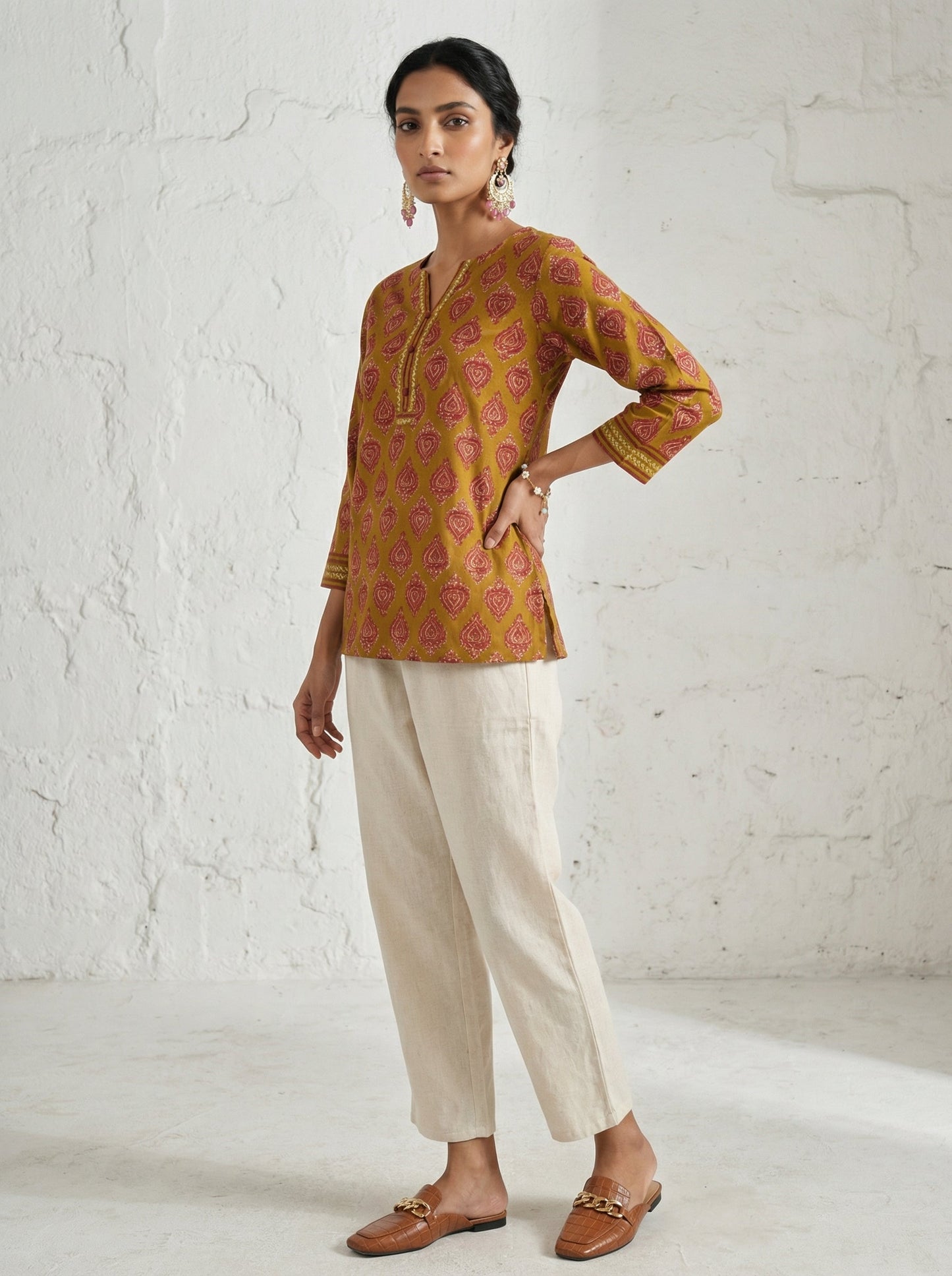 Earthline Collective Cotton Mustard Top