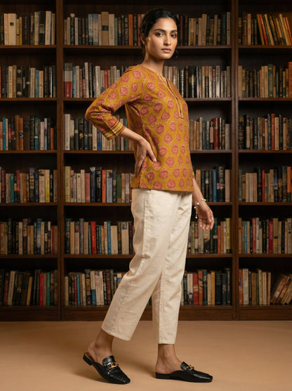 Earthline Collective Cotton Mustard Top