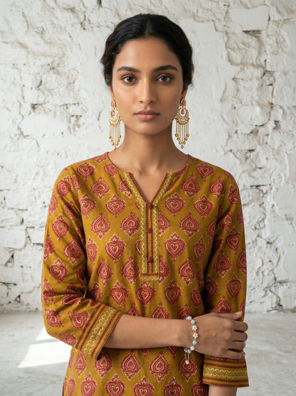 Earthline Collective Cotton Mustard Top