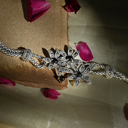 Floral Motif Silver Kada